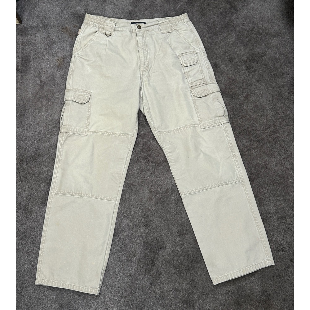 5.11 Tactical Series Cargo Pants Mens 34x32 Khaki Solid Cotton‎ Canvas 74251